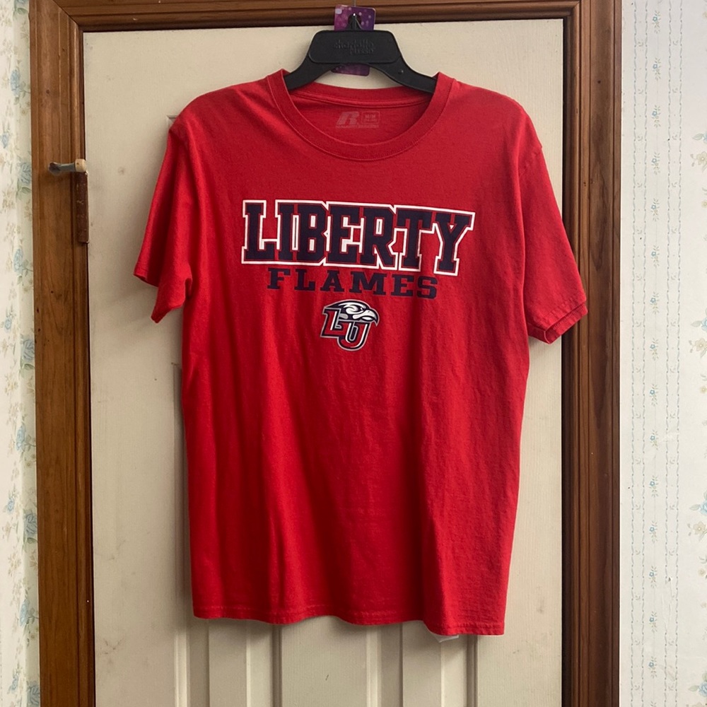Russell Athletic size medium pull over Liberty Flames Red Tee-Shirt